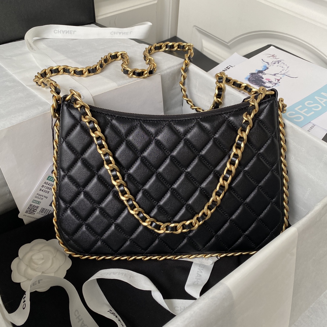 Large Lambskin Hobo Bag AS4287 Black